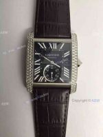 Fake Swiss Cartier Watch Black dial Diamond Bezel